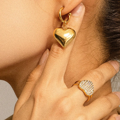 Viona Dangle Heart Earrings