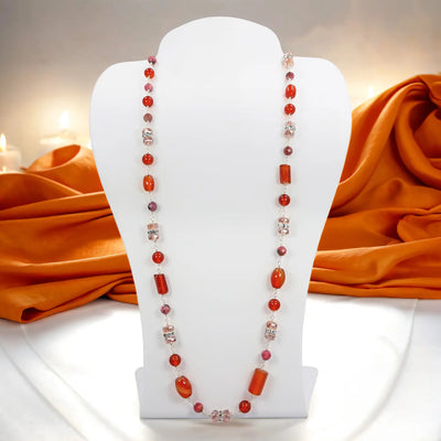 Carnelian and Rhodonite Wired Necklace