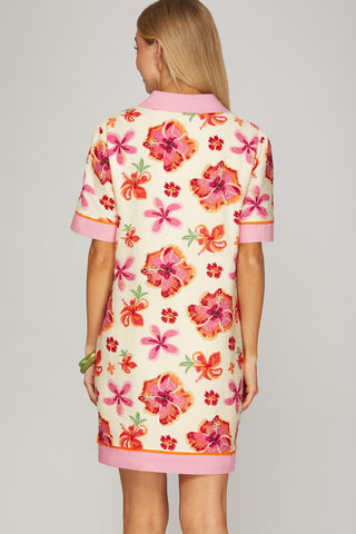 Collared Floral Woven Mini Dress