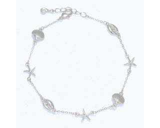 Periwinkle Silver Multi Sea Life Anklet