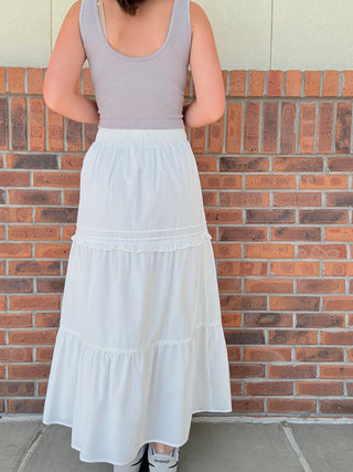 Pretty in pleats maxi tiered skirt
