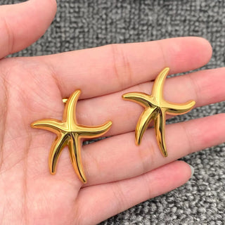 Glossy Starfish 18k Gold Plated Earrings