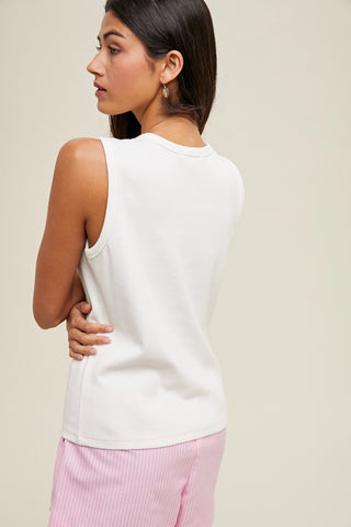 Marine Embroidered Knit Tank