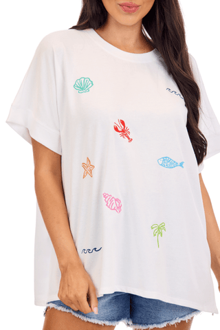 Mudpie Beach Inspired Embroidered Top