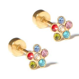Linny Co Lyla Flower Screwback Stud Earrings