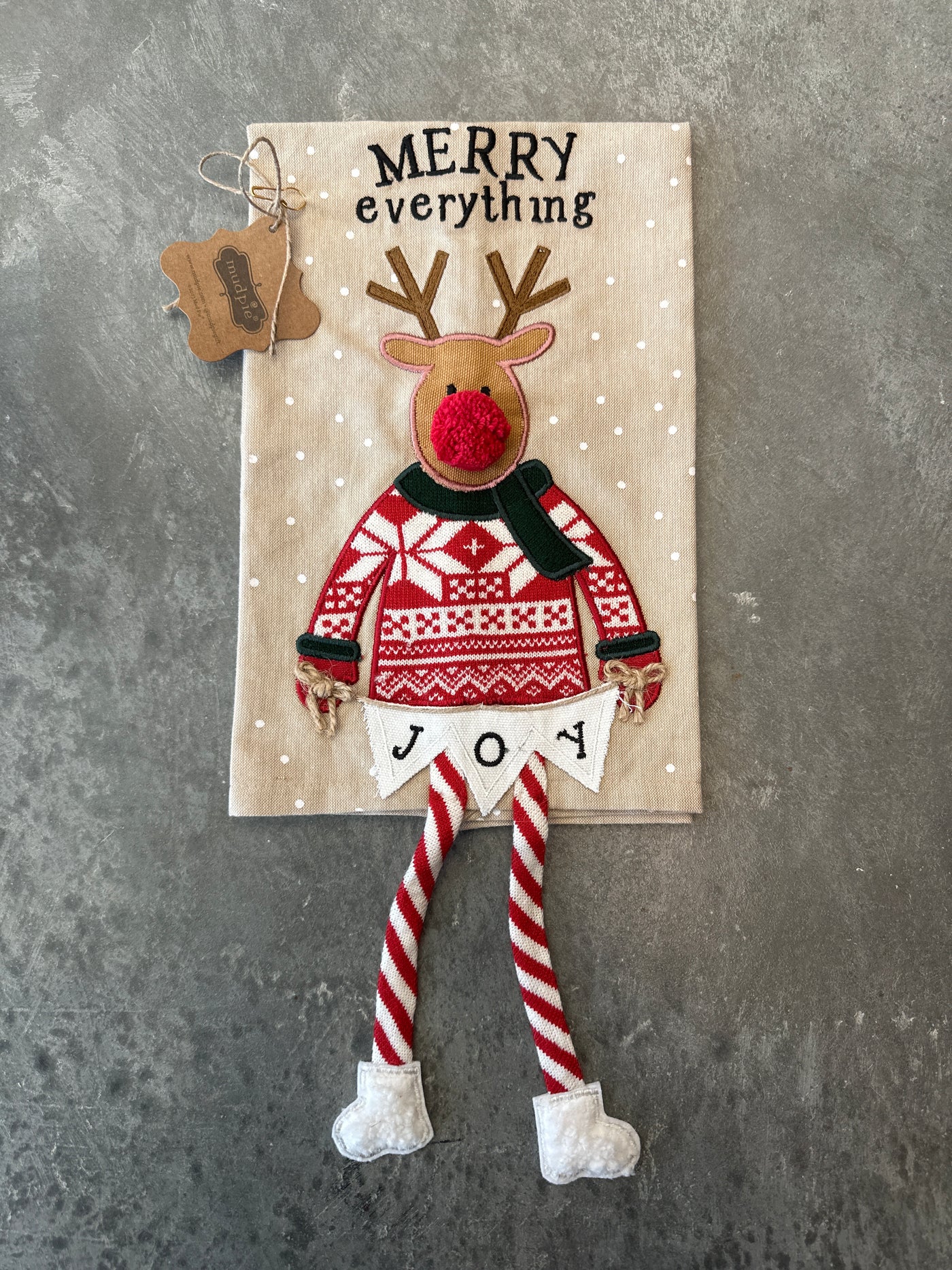 Reindeer "Merry Everything" Xmas Dangle Leg Towel