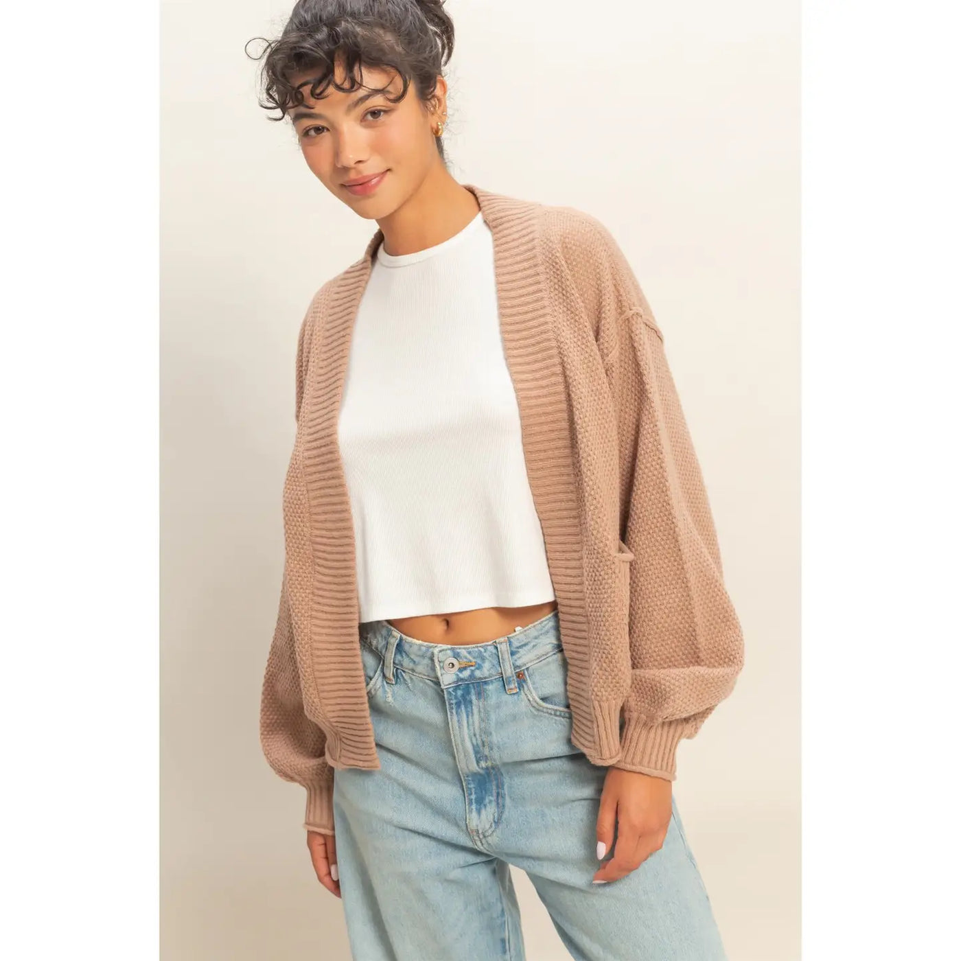 Oversized Textured Knit Cardigan