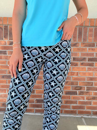 LuLu B Starfish and Shells Neutral Pocket Capri
