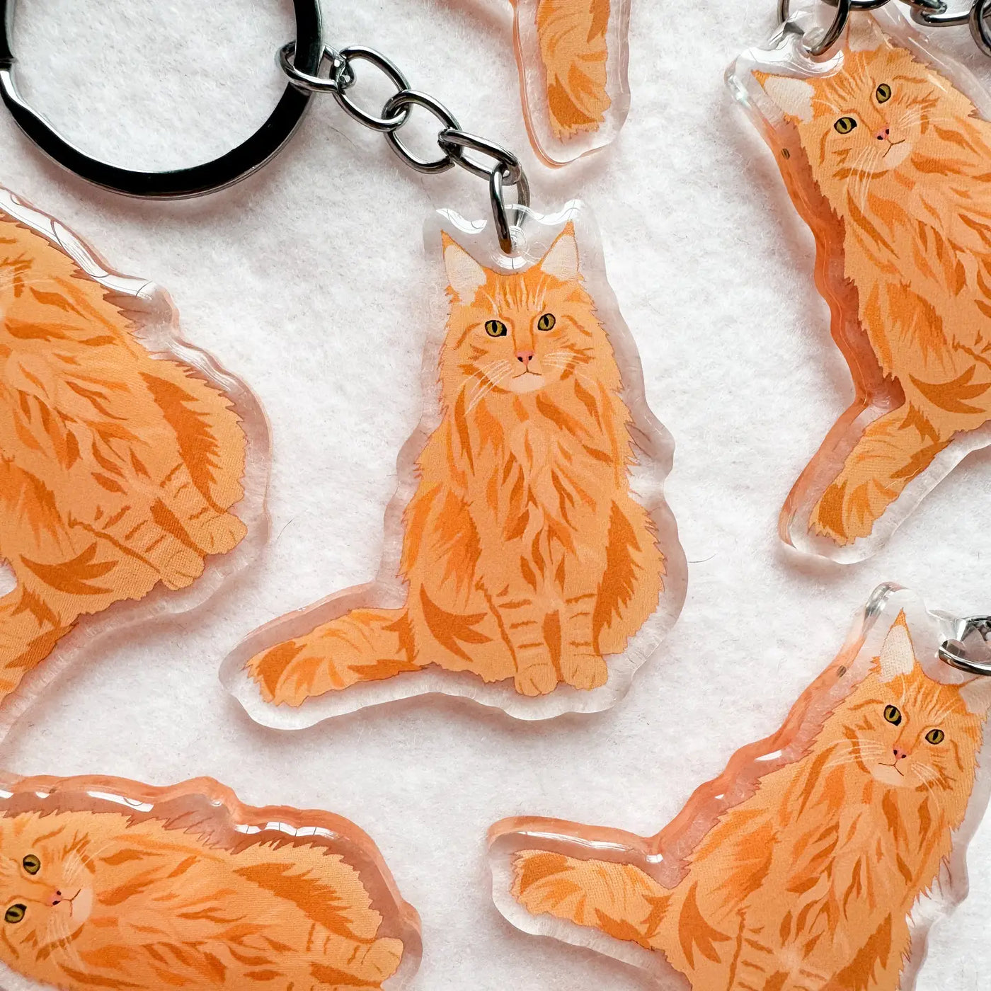 Orange (Long-Haired) Cat Keychain