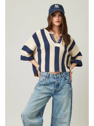 Sailor's Delight Striped Crop Sweater