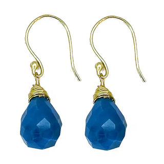 Gold-Plated Gemstone Teardrop Earrings