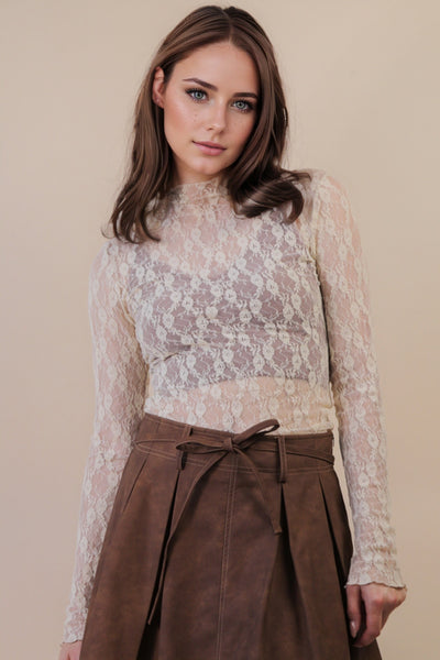 Sheer Mesh Lace Knit Top
