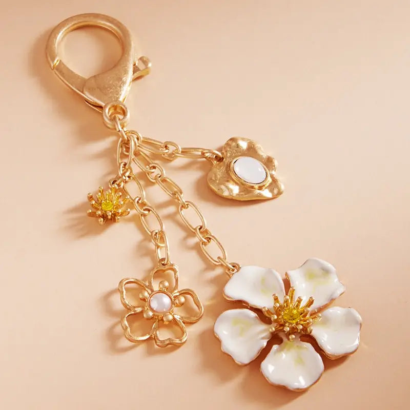 Multi Flower Metal Bag Charm