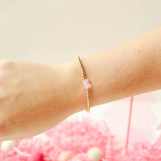 Beaded Blondes Pink Bow BB Bead Bracelet