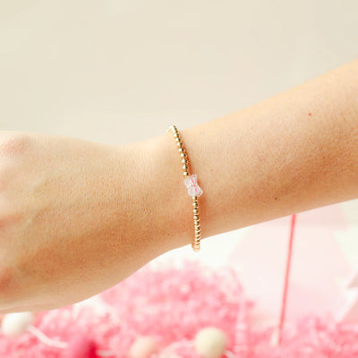 Pink Bow BB Bead Bracelet