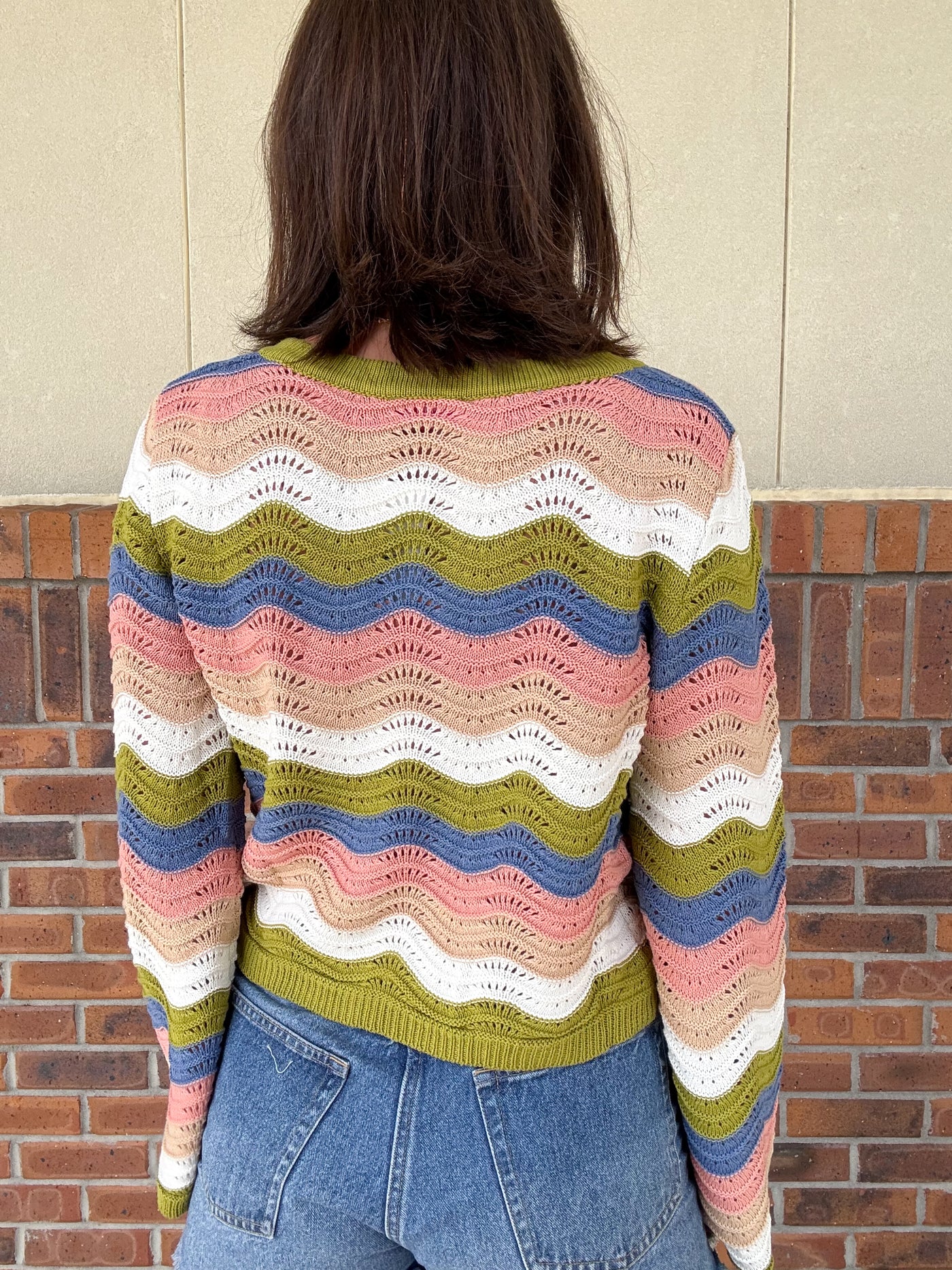 Wavy Baby Tie Front Sweater