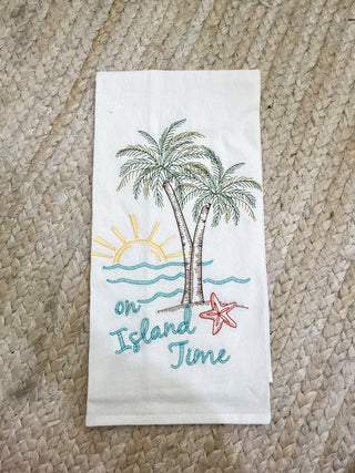 Palm Tree Embroidered Flour Sack Towel