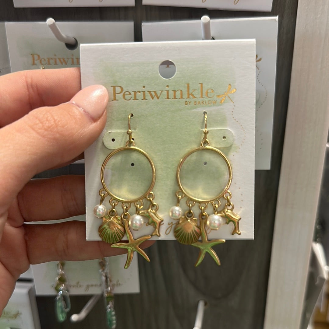 Periwinkle Sea Life With Pearl Earrings