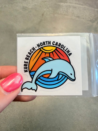 Dolphin Kure Beach Cell Phone Sticker