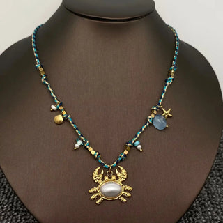 Crab Charm Rope Necklace