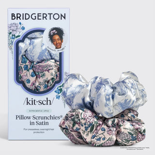 Bridgerton X Kitsch Satin Pillow Scrunchies® in Toile in Bloom