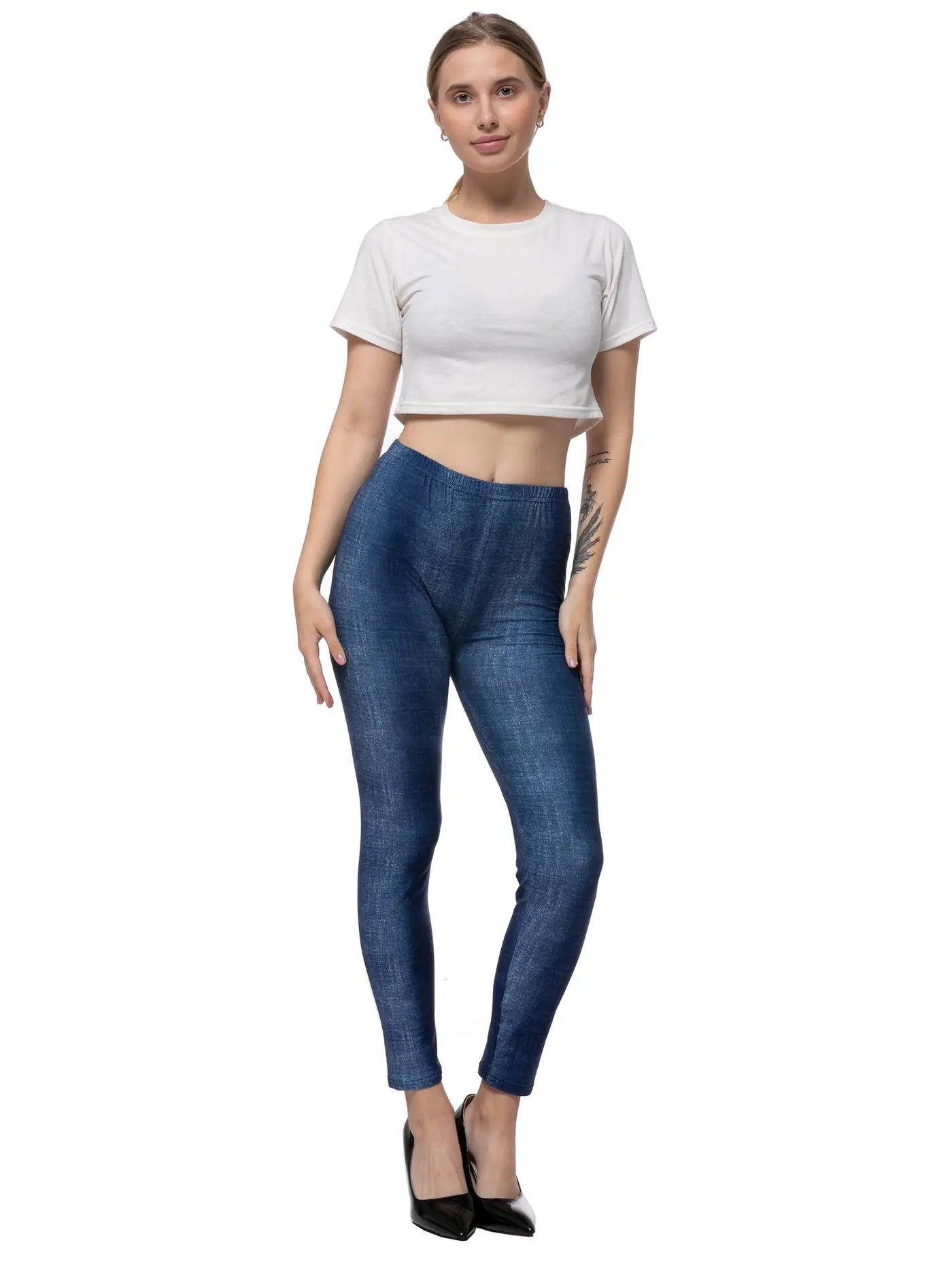 One Size Denim Wash Leggings