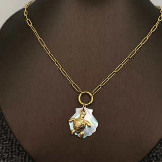 Ocean Style Shell & Turtle Pendant Necklace