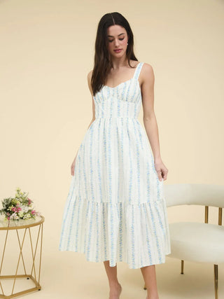 Hyacinth Floral Stripe Maxi Dress