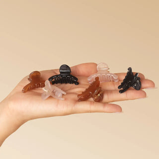 KITSCH Recycled Plastic Mini Arched Clips 6pc Set - Soft Pink, Mocha & Black