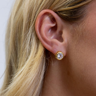 Sahira Alaina Bezel Studs - Tarnish Resistant