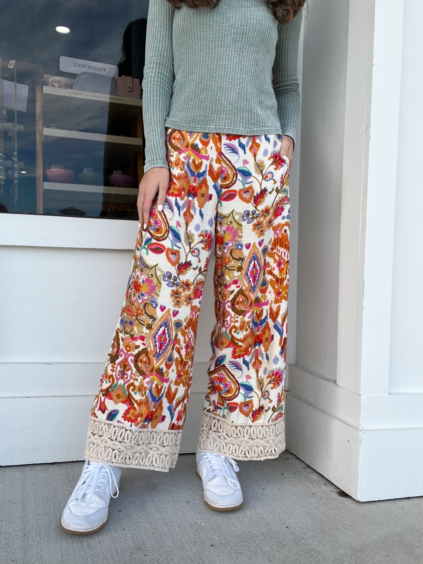 Umgee Abstract Print Wide Leg Pants