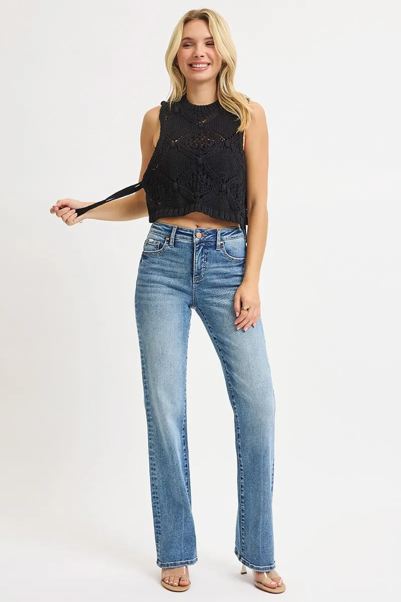 Risen Tummy Control High Rise Straight Jeans