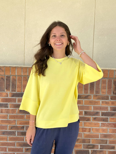 Umgee 3/4 Sleeved Drop Shoulder Top