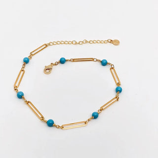 Turquoise Beaded Gold Plated Anklet