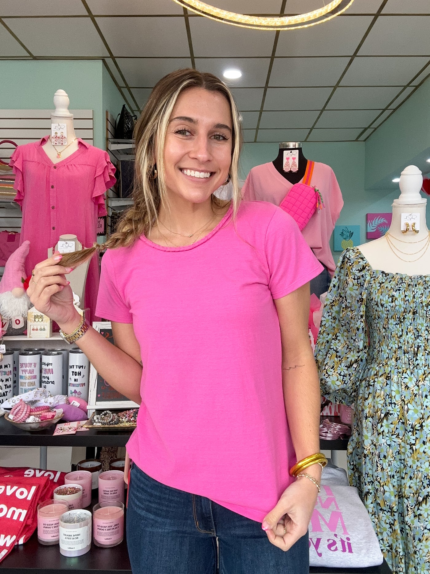 Hatley Braided Neck Tee - Phlox Pink