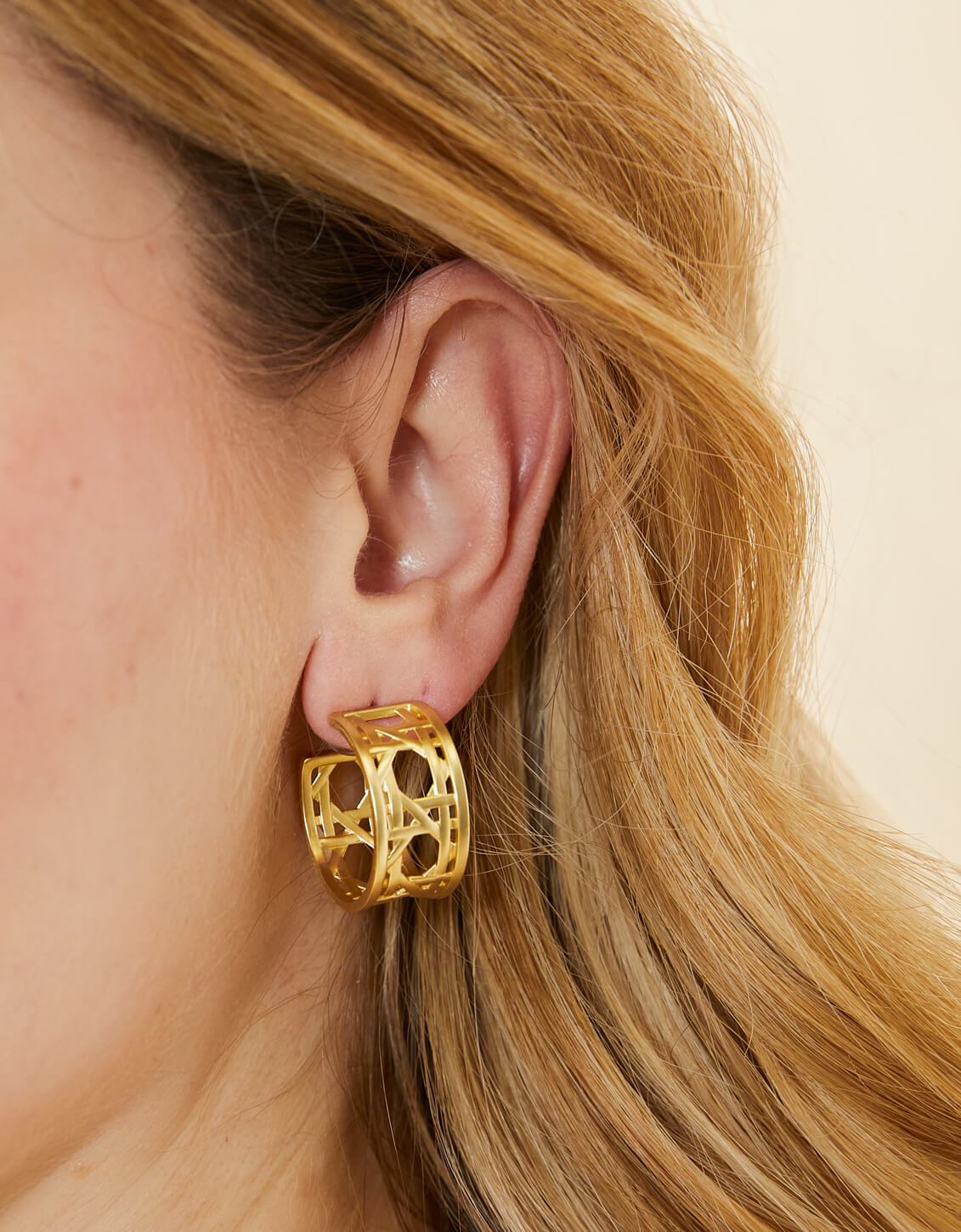 Spartina Cane Midi Hoop Earrings Gold