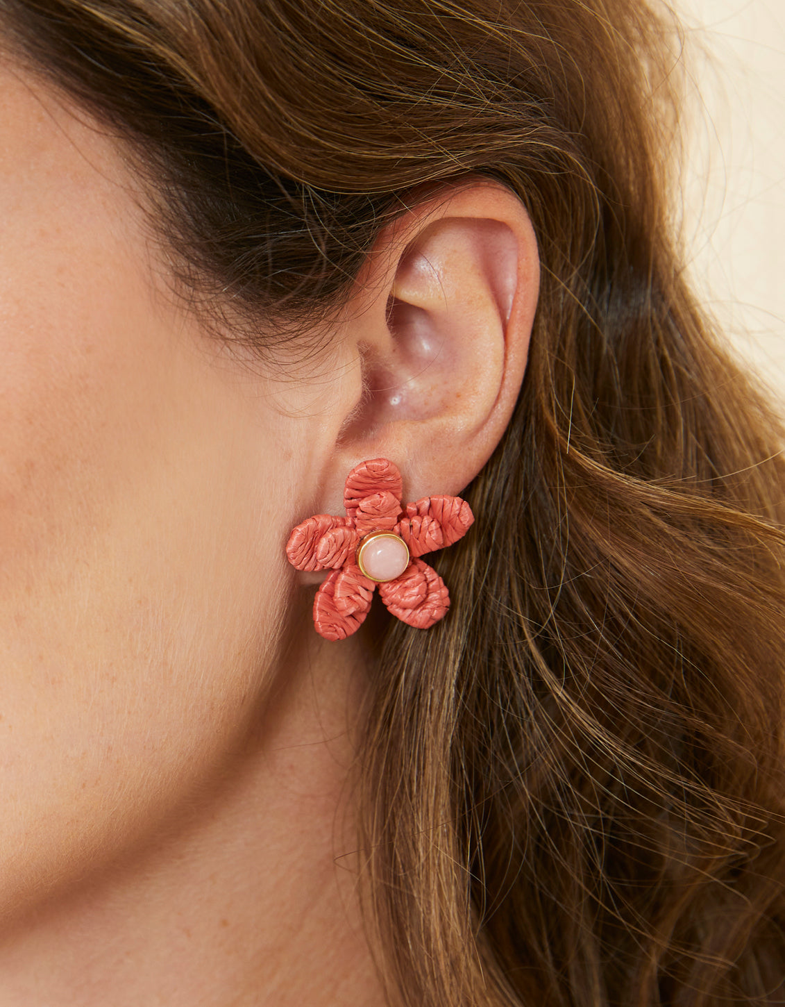 Spartina Sweet Straw Flower Earrings Red