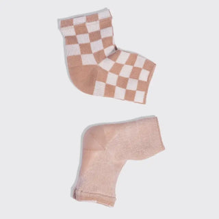 KITSCH Large Moisturizing Heel Socks - Terracotta Checker