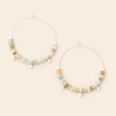 Stone Disc Hoop Earrings