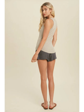 Crew Neck Ribbed Knit Tank Top