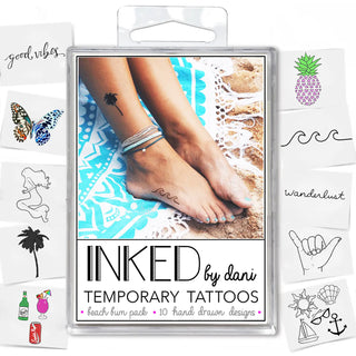 "The Beach Bum" Temporary Tattoo Pack