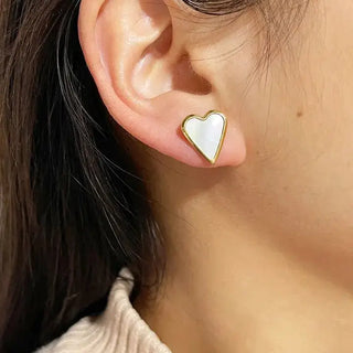 Sahira Aubrey MOP Heart Studs - Tarnish Resistant