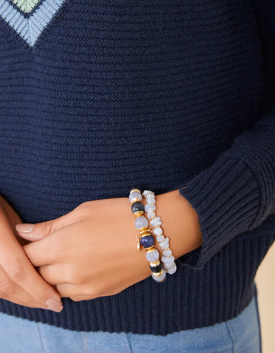 Spartina Grand Stone Stretch Bracelet 10mm Blue