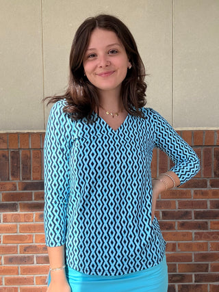 LuLu B Navy Ropes 3/4 Sleeve Top