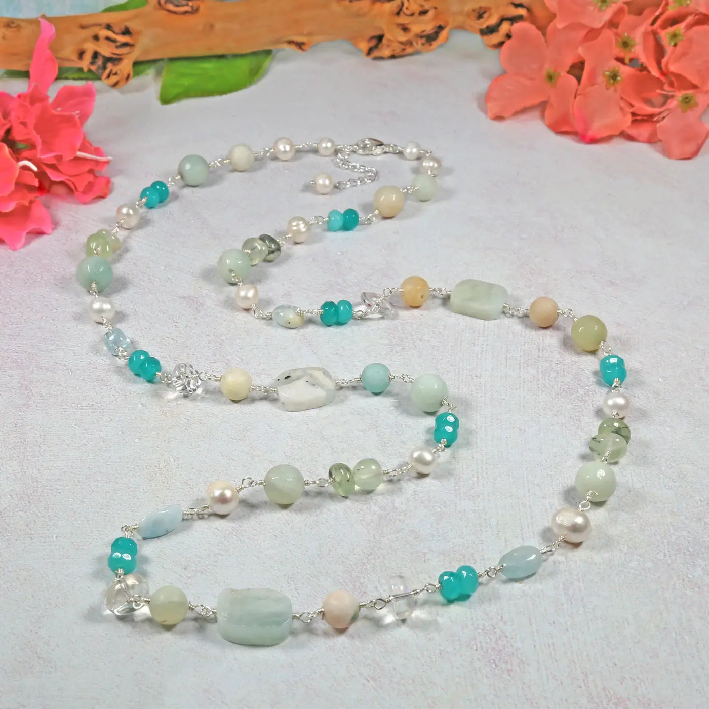 Multi-Gemstones and Freshwater Pearl Necklace