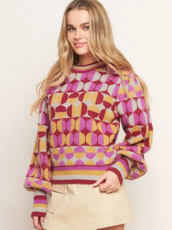 Retro Circles Knit Sweater