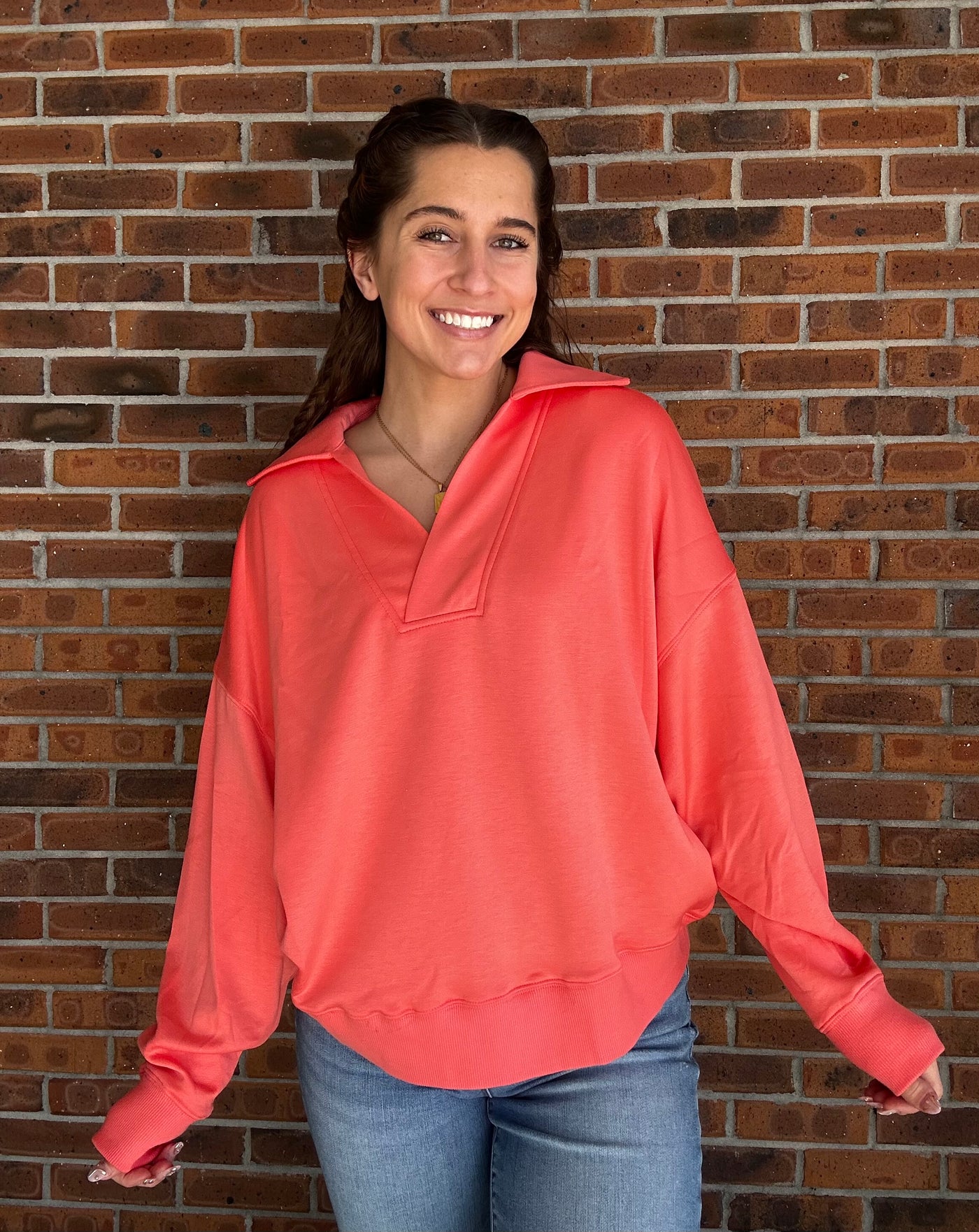 Umgee Buttery Soft V Neck Pullover