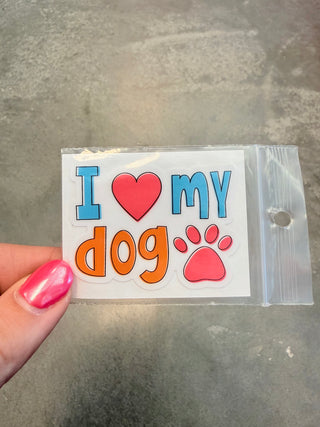 I Love My Dog Cell Phone Sticker