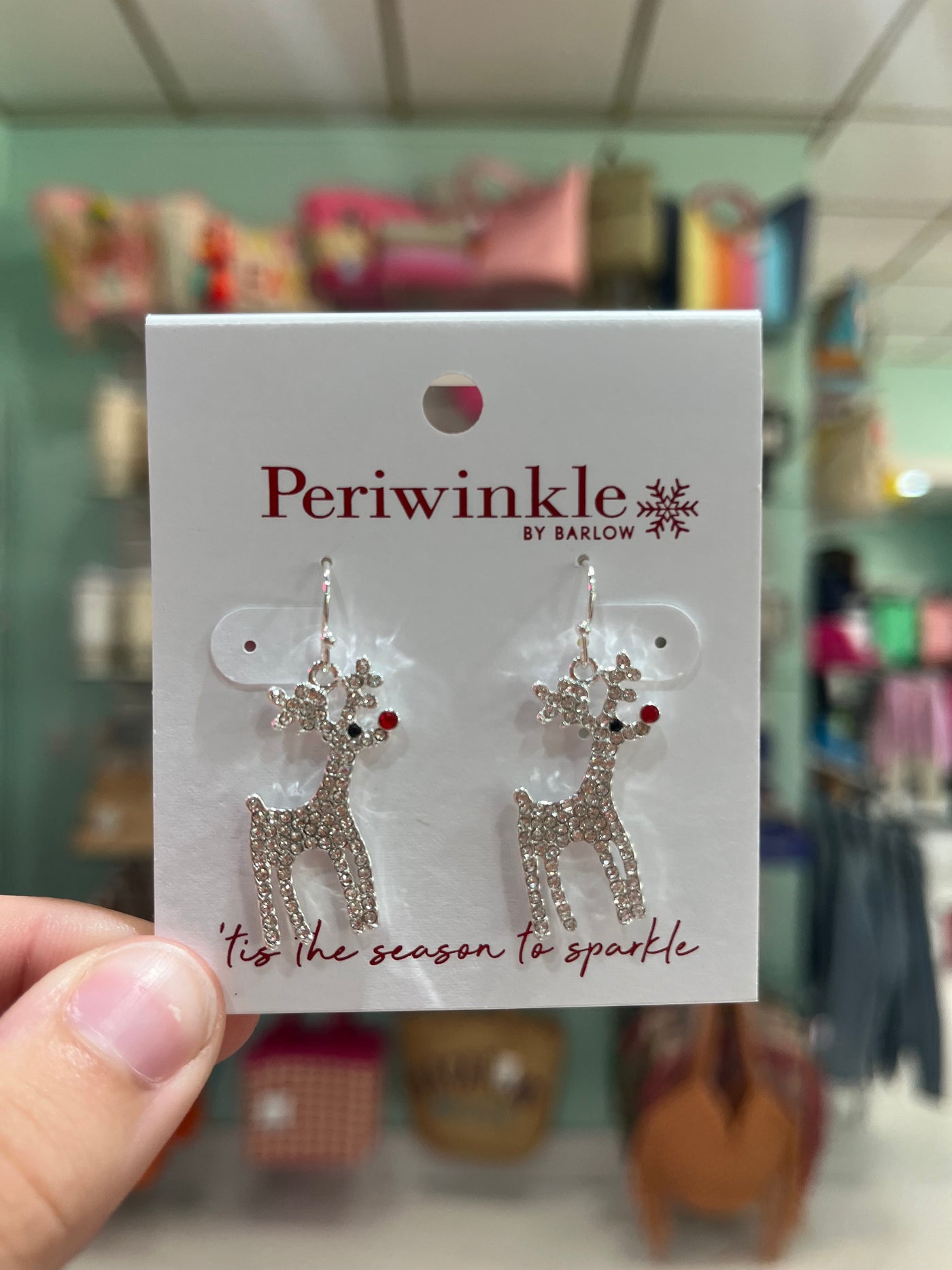 Periwinkle Sparkling Crystal Rudolph Earrings