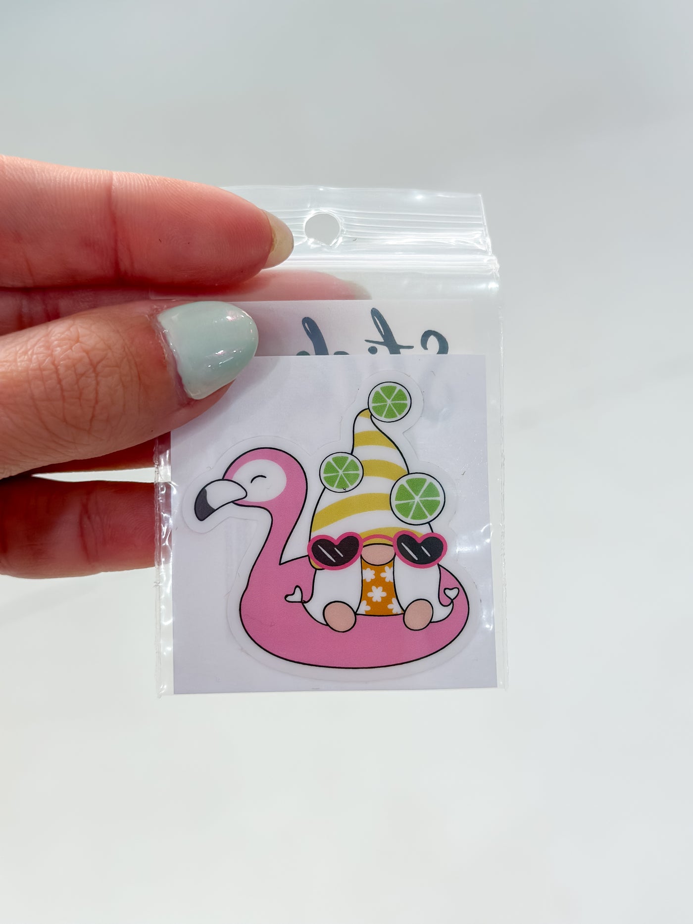 Gnome on a flamingo float sticker